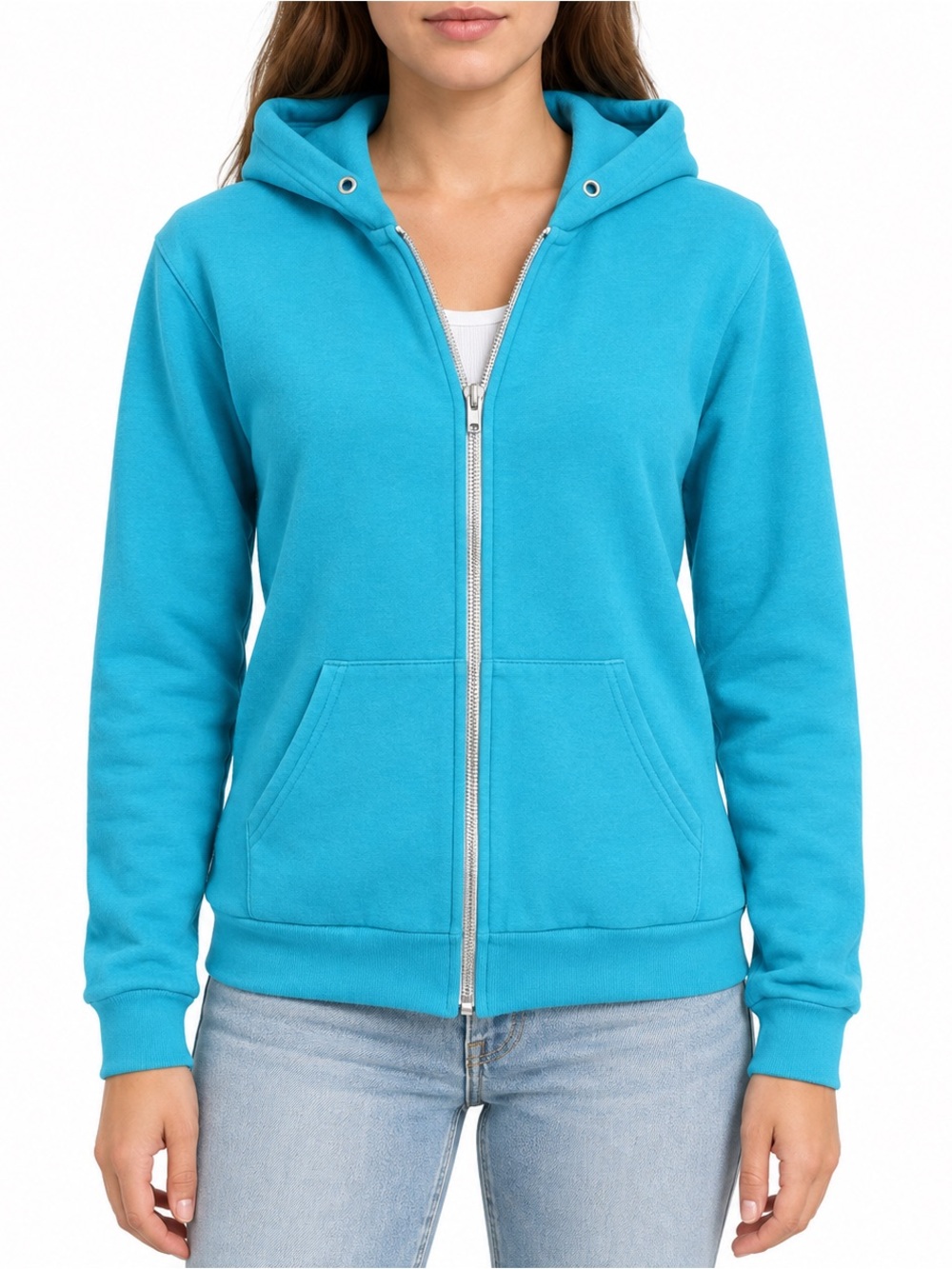 American Apparel Turquoise Zip Hoodie Y2K USA Women’s M